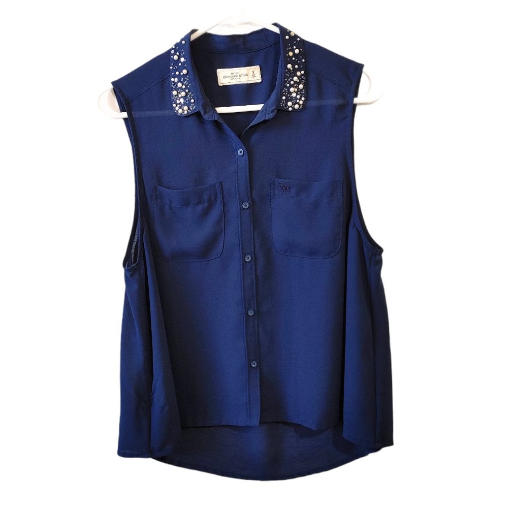 Abercrombie Blue Sleeveless Sheer Blouse Sz. S